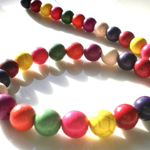 Lot spécial 34 perles rondes en howlite multicolore