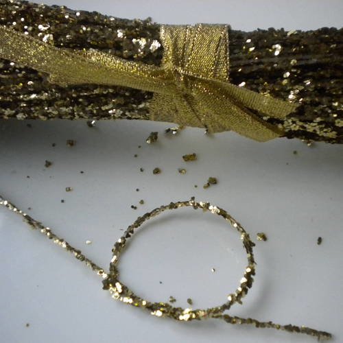 Tiges de fil métal décoré de paillettes dorées x10 - décor noël 
