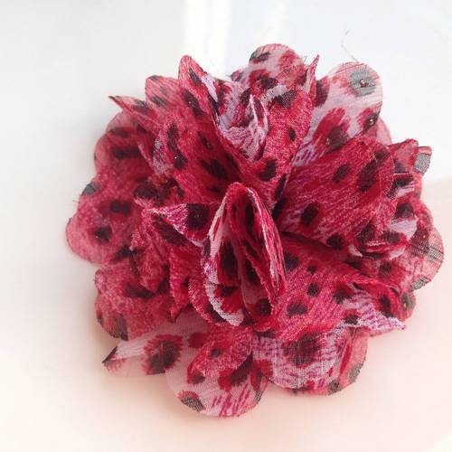 Fleur en mousseline 8cm en noir et rouge x1 exemplaire 