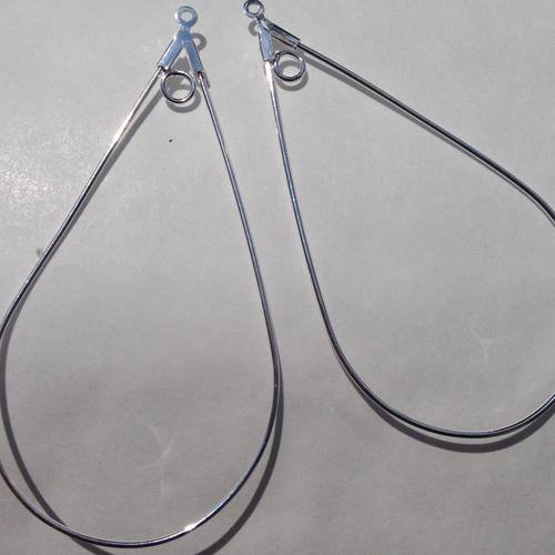 Pendentif boucles d'oreilles gouttes  en métal argenté x2 
