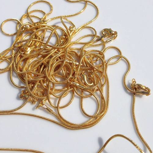 Collier chaîne fil serpentin métal doré 40cm
