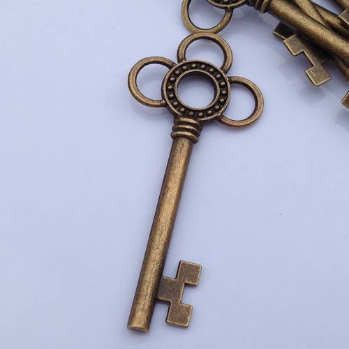 Breloque bronze clef x1 grand modèle 7cm 