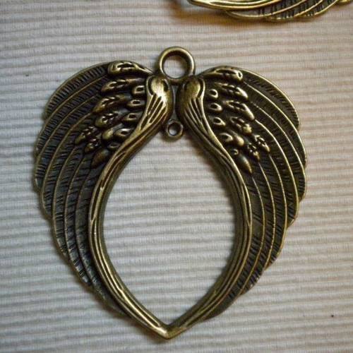 Pendentif breloque ailes doubles en bronze x1 exemplaire 