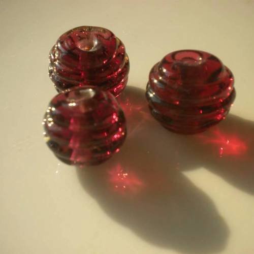 3 perles en verre couleur violine rondes - sand3rondevioline 