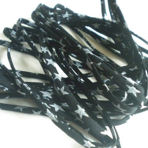 Cordon liberty coton en noir et étoiles x50cm 