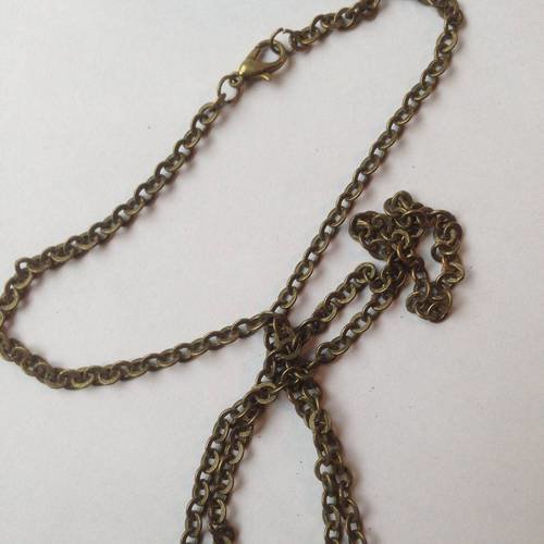 Collier chaîne maille fine bronze avec fermoir mousqueton x1