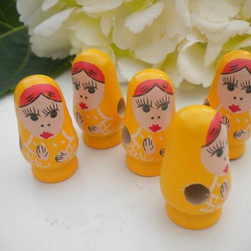 5 poupées russe en bois orange 