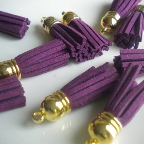 Pompon breloque suédine en violet x1 petit format