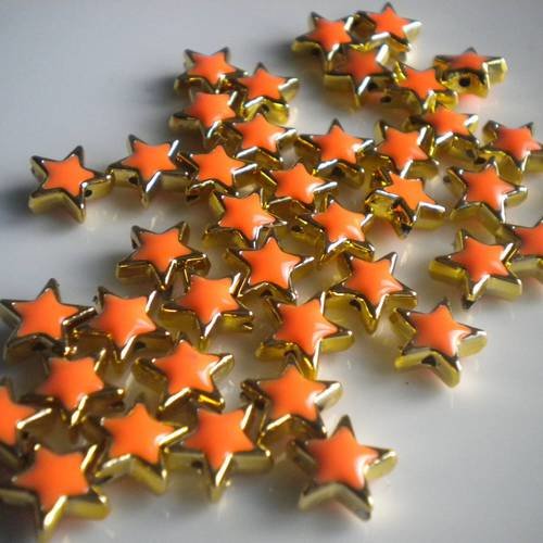 Lot de 10 perles étoiles synthétiques oranges