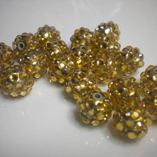Lot de perles irisées dorées shamballa x5