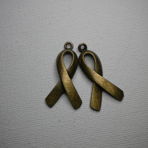 Lot de deux breloques bronze symbole lutte contre le sida