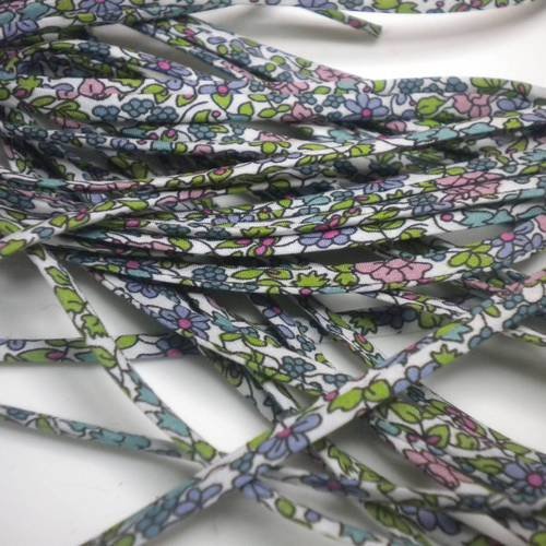 Cordon liberty en 0,5cm de large emilia's flower en rose et vert x85cm