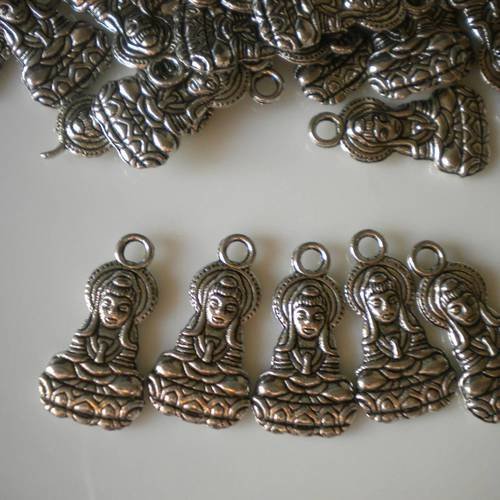 Lot de 5 breloques métal argenté petit bouddha