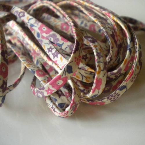Cordon liberty en 0,5cm de large étoiles et fleurs x50cm