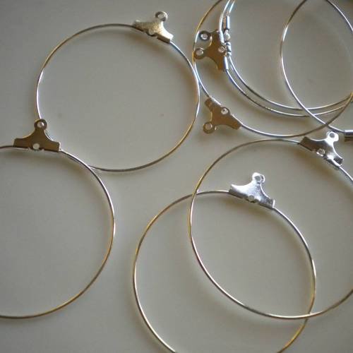 Boucles d'oreilles créoles en métal argenté 3 cm x4 - 2 paires