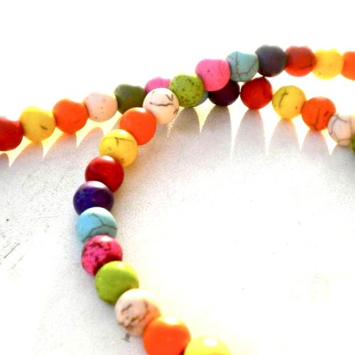 Lot spécial 50 perles rondes en howlite multicolore