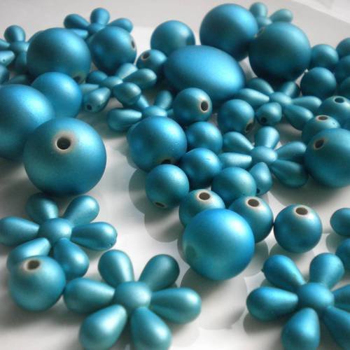Lot de 50 perles en bleu océan toucher doux prix promo 
