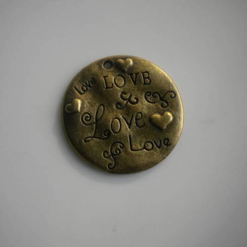 Breloque bronze pendentif percé love 