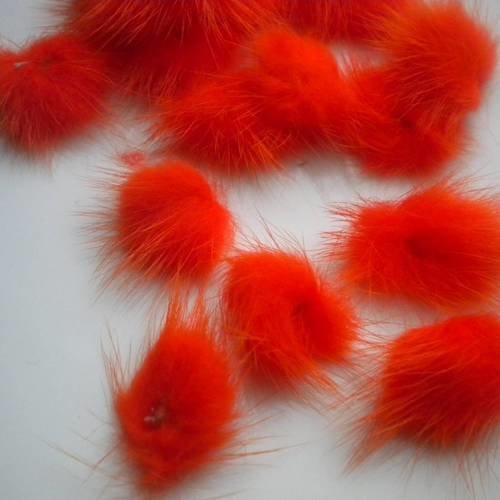 Lot de perles fausse fourrure en orange vif 20 mm x5 