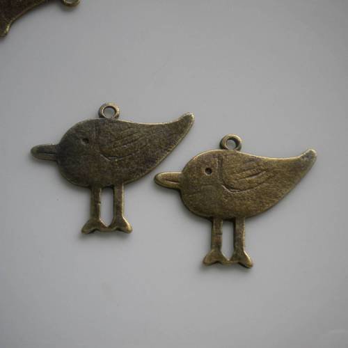 Duo de breloques oiseaux en bronze