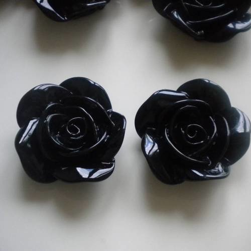 Duo de cabochons roses en noir 35 mm