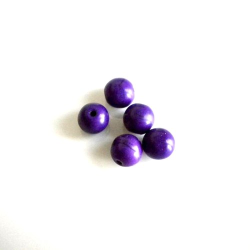 Lot de 5 perles howlite forme ronde en violet 6mm