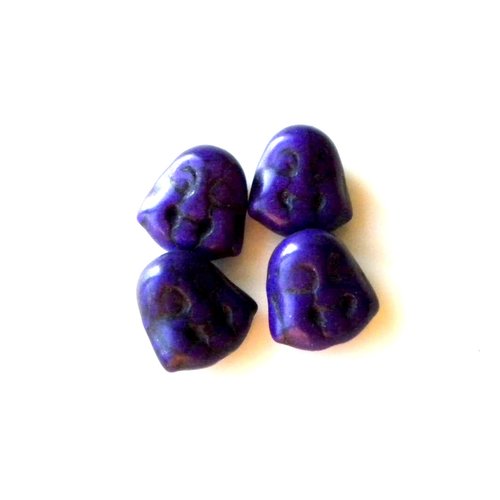 Lot de 4 perles howlite bouddha en violet