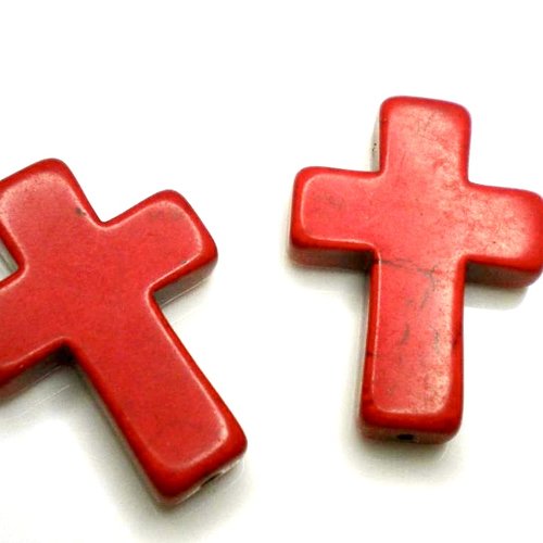 Duo de croix rouges en howlite