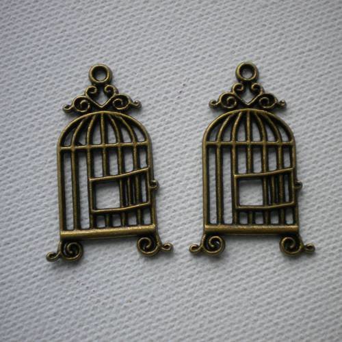 Duo de breloques cages en bronze