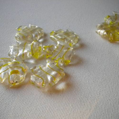 Lot de 6 perles en verre jaunes