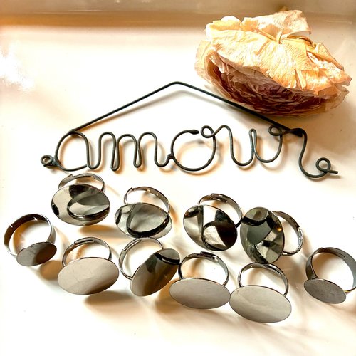 10 bagues en métal anthracite 2 modèles