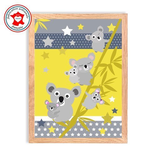 Tableau Garcon Affiche Chambre Enfant La Famille Koala Couleur Jaune Un Grand Marche