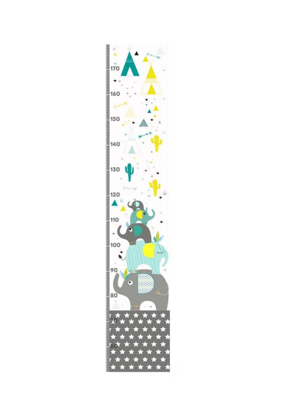Toise Decoration Murale Pour Chambre D Enfant Theme Elephant Indien Tons Bleu Et Gris Un Grand Marche