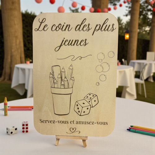 Pancarte "le coin des plus jeunes"