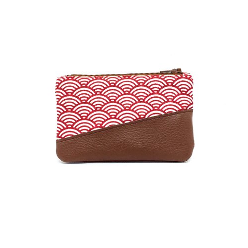 Porte monnaie / porte carte / pochette d'appoint  - little money seigaiha rouge