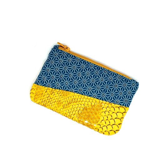 Porte monnaie zippée, pochette tissu, rangement sac, pochette femme, cuir croco jaune, cadeau original, porte carte, porte monnaie colorée