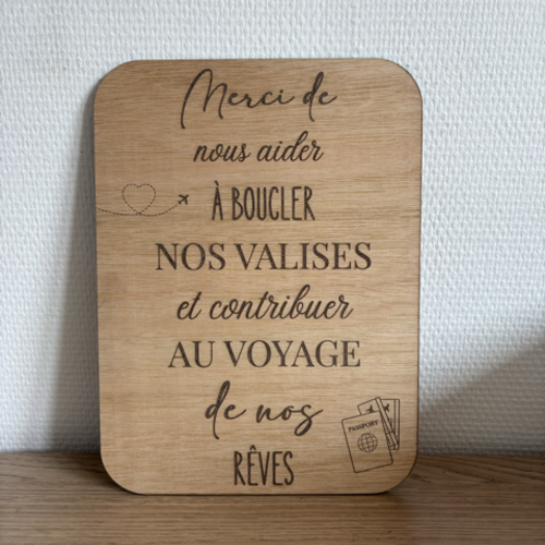 Pancarte voyage de noces