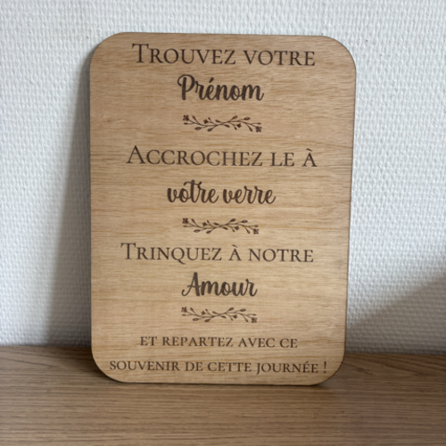 Pancarte prénom gobelet