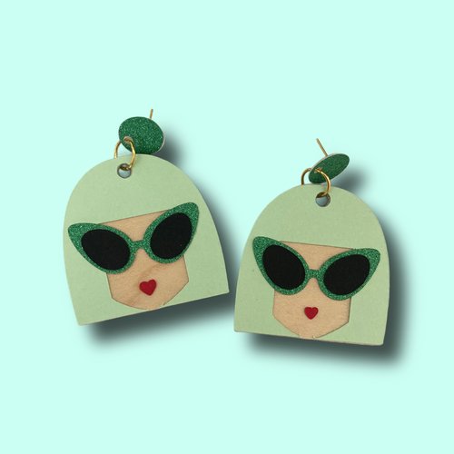 Boucles d’oreilles originales, olive girly vert - bijoux faits main en papier cartonné