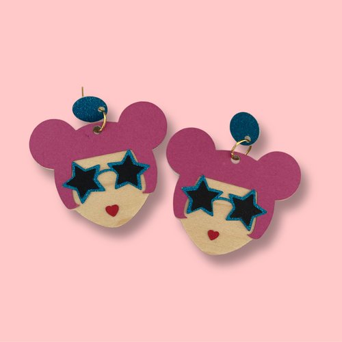 Boucles d’oreilles originales, poppy girly rose - bijoux faits main en papier cartonné
