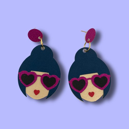 Boucles d’oreilles originales, lazura girly bleu - bijoux faits main en papier cartonné
