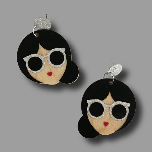 Boucles d’oreilles originales, selène girly noir - bijoux faits main en papier cartonné
