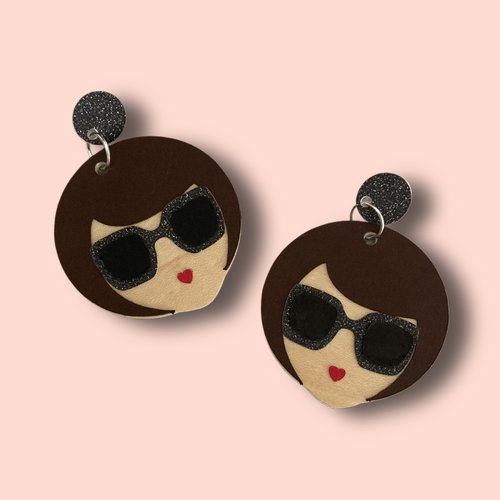 Boucles d’oreilles originales, sienna girly marron - bijoux faits main en papier cartonné