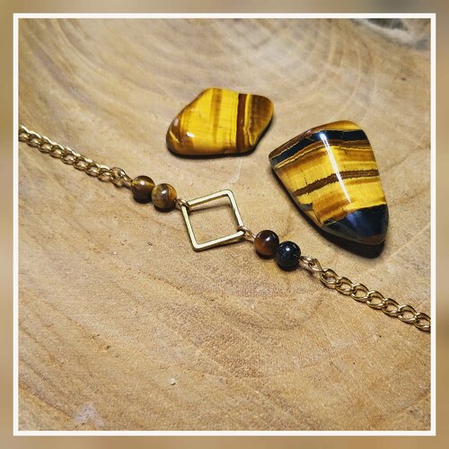 Bracelet losange ''protection'' en oeil de tigre