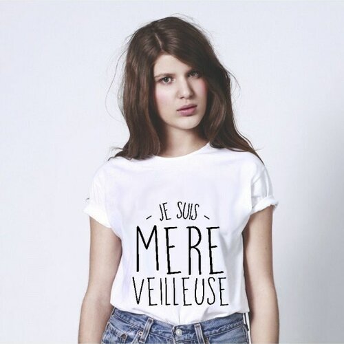 Je suis mère veilleuse : tshirt femme 100% fait-main à la peinture
