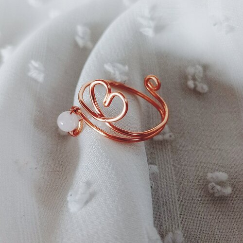 Bague coeur en pierre naturelle -au choix. bijou fait-main | énergétique. lithothérapie