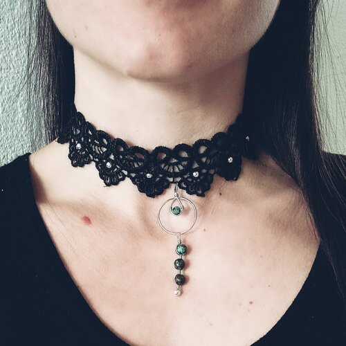 Collier dentelle ''evolution'' en turquoise d'afrique. bijou énergétique fait-main. création unique | lithothérapie