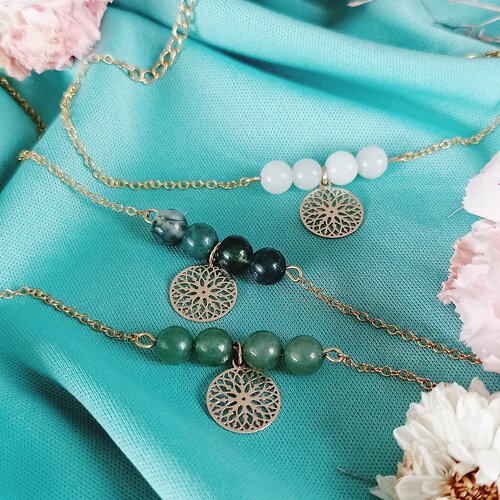 Bonheur &amp; chance : bracelet mala en aventurine ou agate m.