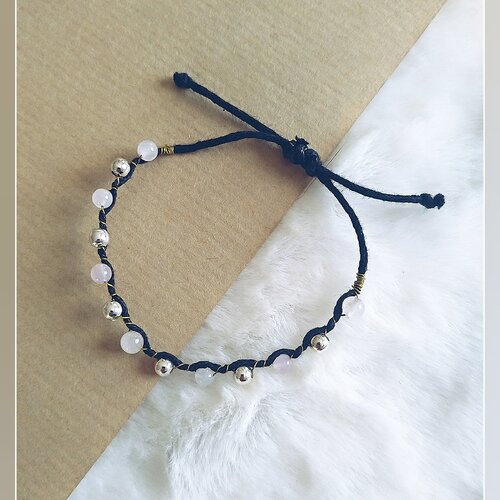Bracelet &quot;amour&quot; en quartz rose -  bijou énergétique | lithothérapie. création fait-main