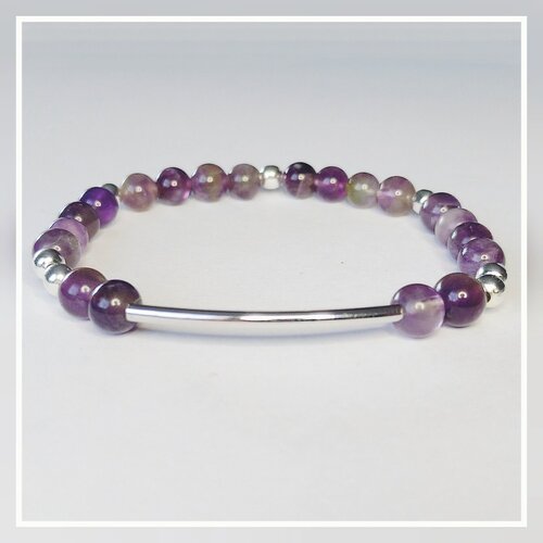 Bracelet bohème ''harmonie'' en améthyste. pierre naturelle énergétique bénéfique pour la méditation | lithothérapie. création fait-main